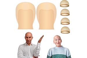 PLULON 2 pieza de gorros de látex para calvas 4 piezas de gorros de peluca para disfraces, cosplay, maquillaje, gorros de peluca para Halloween, adultos, mujeres y hombres