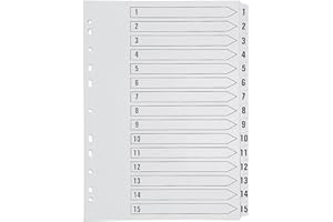 Q-Connect KF01530 Lot de 1 à 15 intercalaires perforés en carton renforcé Blanc A4