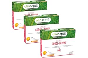 OLIOSEPTIL - Pastilles à Sucer Gorge-Larynx - Apaise et Assainit la Gorge - Sans Sucres Ajoutés - Extraits de Plantes, Vitamine C, Cuivre et Huiles Essentielles - Gout Miel Citron - Lot de 3