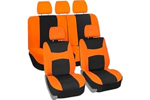 FH Group Autositzbezüge Orange Universal Fit Bucket und Bankbezug passend für die meisten Autos, SUVs und Trucks (Komplettset Airbag kompatibel mit geteilter Bank) FB030ORANGE115