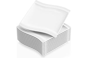 MALACASA Série Flora 12 Assiettes Plates Carrées en Porcelaine, Grandes Assiettes Blanches 26 cm pour Pâtes Dîner et Bifteck, Assiettes Service de Table Passe au Micro ondes et au Lave-vaisselle