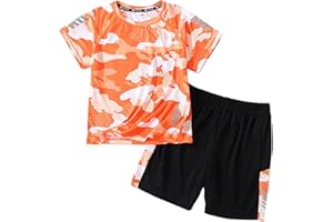 GENERIC CRAZY GOTEND Jungen Sommer Bekleidung Set Kinder Kleid Set Camouflage Kurzarm T-Shirt + Shorts Sportswear Quick-Dry Mesh 2 Stück