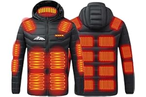 AEGJEGVD Veste Chauffante Homme Femme Manteau Chauffant à Capuche Manches Longues Hiver Chaud Chargement USB Chauffe-Body éLectrique Vestes Chauffantes avec Plusieurs Modes de Chauffage et Zones Ski Plein Air