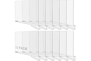 CYEER Shelf Dividers Set of 12, Acrylic Shelf Dividers for Wardrobe, Clear Closets Shelf Separator and Organizer Wardrobe Shelves for Bedroom Kitchen Cabinets Shelf Organization