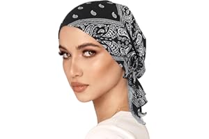 YUWJOOWEE Kopftuch Drucken Kopfbedeckung Kopftuch Schal, Frauen Kopfbedeckung Muslim Bandana Turban Hut, Kopftücher für Damen für Frauen für Krebs, Kopftücher Damen Chemo, Haarausfall Sonnenschutz