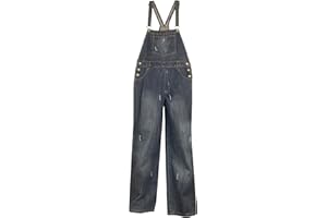 CLOVE JEANS Clove Women Denim Dungarees Long Wide Leg Baggy Fit Bib and Braces Overalls Size 8-22
