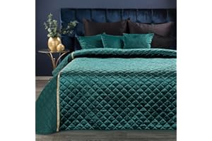 Eurofirany Copriletto trapuntato in velluto di alta qualità, trapuntato, colore argento e blu, trapuntato, per tutto l'anno, in velluto (cristallo tur