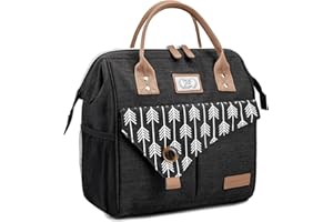 Lekesky Sac Isotherme Repas Grande Capacité 11L Noir, Bureau Lunch Bag Isotherme femme Pique-Nique Sac-pour Travail, École, Excursions, Shopping