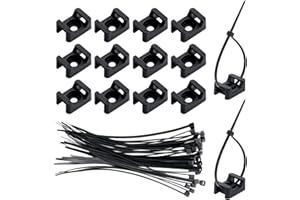 Fippy Lot de 150 Pièces fixations de serre-câbles Base de montage d'attache-zip noire avec 150 colliers de serrage en nylon noir