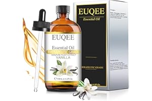 EUQEE Aceite Esencial Vainilla 118ml, 100% Aceites Esenciales Naturales Puros, Aceites Esenciales para Humidificador, Baño, Aromaterapia