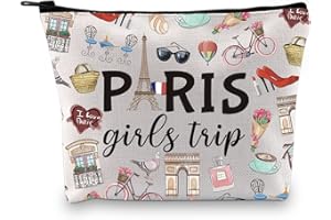 JTOUK Paris Girls Travel Gift Paris Girls Weekend Gift Holiday in Paris Theme Travel Bag Paris Skyline Gift for Her France Holiday Makeup Bag, Girls Trip Paris Eu, Trousse de maquillage avec impression