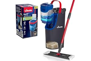 Vileda H2Pro Sistema de mopa Plana, Separación de Agua Limpia y Sucia, Diseño Que Ahorra Agua, Manejo con una Sola Mano, Almacenamiento Compacto, Mango ergonómico, Potencia de Microfibra