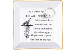 Titanape Christian Gifts for Women Faith Trinket Dish - God is Within Her She Will Not Fall, Religious Spiritual Gifts for Women Inspirational Bible Verse Gifts for Mum Auntie Christmas Birthday