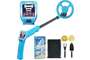 KAIWEETS Détecteur de Métaux 2025 Bleu, Écran LCD Couleur Animé, Tige Légère et Réglable, Kit de Chasse au Trésor Complet avec Sac à Dos, Pelle, Râteau & Pièces Bonus – Cadeau Parfait pour Noël, Anniv