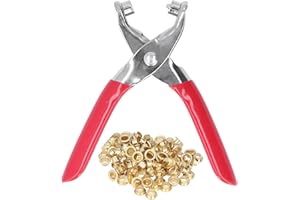 GLOGLOW Grommet Hole Pliers Set, Multipurpose Eyelet Rivet Punch Pliers with 100 Pcs 4mm Button for Leather Clothes Belt