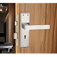 Harrison Steel Mortise Door Lock Handle Set | 8 Inch KY 86608 | 6-Lever 65mm Lock Mechanism | Suitable for Left & Right Handed Living Room Door, Home Door | Heavy- Duty Lockset (Satin Chrome Finish)