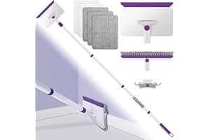 WLICH Wall & Skirting Board Cleaner, Baseboard Cleaning Tool Duster with 57" Long Handle,Wall Cleaner Mop with 5 Reusable Cleaning Pads and Bristles Brush for Ceiling, Floor, Window