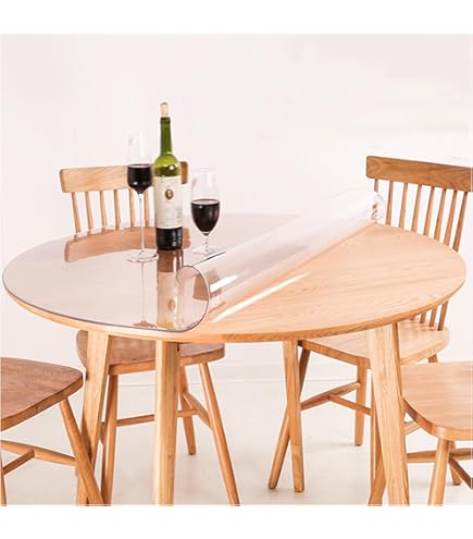 Protecteur De Table En PVC Transparent, Nappe En Plastique Imperméable, Résistant à L'huile, Couverture De Table Transparente, Tapis De Bureau Résistant à La Chaleur Pour Cuisine, Salle à Manger