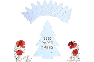Plantable Seed Paper Trees - Handmade Seeded Paper Shapes for Gift Tags, Christmas Cards or Party Bags - Recycled Card Seed Bombs with Bee Friendly Flower Seeds - Greenili (10)