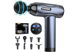 CHOIGN Pistolet de Massage Musculaire, Massage Gun Portable avec 30 Vitesses Réglables, 8 Têtes de Massage, Pistolet de Massage Ultra Silencieux pour Détendre les Muscles Tendus et Soulager la Douleur