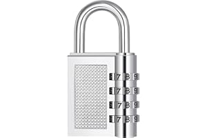 ZHEGE Combination Padlock for Locker, 4 Digit Combination Lock for Gym, School, Employee Lockers, Weatherproof Outdoor Padlocks with Code for Fence, Gate, Shed, Garage (1 Pack, Sliver)