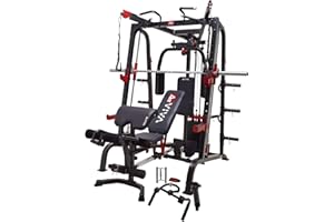 Kraftstation Multipresse AsVIVA MS2 Profi Kraftstation für Homegym Allround Training (Kugelgelagerte Langhantelstange), verstellbare Bench, Latzug, Butterfly, Klimmzug, Beincurl, Ruderzug