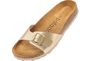 Palado Claquettes Femme Malta - Mules Femme élégantes avec lanières réglables - Mules Femmes Confortable avec voûte Plantaire en liège - Mules et Sabots Femme avec Semelle extérieure en Cuir