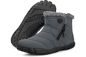 SISTTKE Barefoot Botas Hombre Mujer Invierno Cálido Minimalista Cómodas Forrados Botines de Nieve Caliente Zapatos Fur Forro Aire Libre Boots