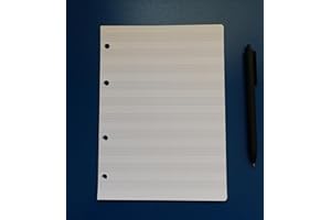 Tipome Fogli per raccoglitore A5 con 4 anelli, 59 fogli, 10 righe pentagramma, bianchi, Musicali