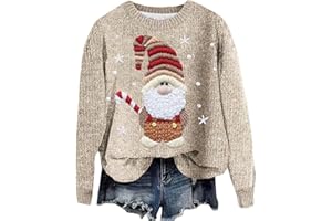 GÉNÉRIQUE Pull De Noel Femme Chic Pull Noel Rigolo Col Rond Pull Noel Moche Pull Noël Cadeaux Femme Manches Longues Drole Pull De Noel Femmes Ugly Christmas Jumper Imprimé Sweat Noel Pull Noel Famille