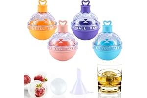 MLRYH Cubiteras Para Hielo Silicona, 4 Pcs Ice Ball Maker con Mini Embudo Redondos Reutilizables Cubitos de Hielo Grande Moldes para Hielo Redondo para Cócteles, Whisky, Vino, Jugo
