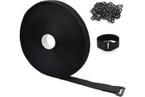 YADOBIG 10mx2cm Klettband, Kabelbinder Klettverschluss mit 50 Schnalle, Klett Kabelbinder Freie Schnittlänge, Klettkabelbinder, Kabel Klettband für Gartena Oficina Kabel Management