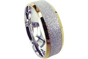 Everstone Men Wedding Band Engagement Promise Ring Titanium Ring Two Tone Dome Shape 8mm