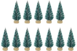 Ardorman 12 Stück Weihnachtsbaum Künstlich Klein Sisal Schnee Kiefern Bäume, Mini Desktop Weihnachtsbaum Deko Kleine Tannenbaum Christbaum - Mehrere Farben Erhältlich, 6,5cm Blaugrün