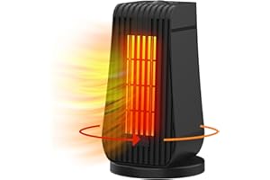 Qoosea Calefactor Eléctrico Calefactor Bajo Consumo 1200W Radiador Electrico Bajo Consumo Baño de Aire 3 Configuraciones Calor Modo Protección Contra Sobrecalentamiento para Oficina Hogar(Negro)