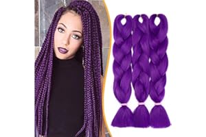 SILK-CO 24"(60cm) Extensiones de Pelo Sintético para Hacer Trenzas Africanas Cabello Se Ve Natural Braiding Twist Crochet Hair 3 PCS #Púrpura Oscuro (60cm,300g)
