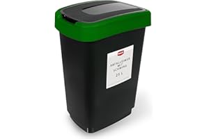 Hastic Mülleimer mit Schwingdeckel - Mülleimer 25l mit Deckel - Mülleimer Schwingdeckel 25l - Schwingdeckeleimer 25L - Mülleimer Plastik - Papierkorb mit Deckel