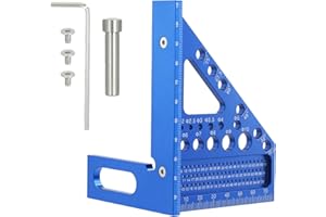 FEGAT Kątownik stolarski 3D, wielofunkcyjny, 22,5-90, ze stopu aluminium, narzędzie pomiarowe, kąt łączony, precyzyjna obróbka drewna, narzędzia pomiarowe, stolarze, inżynierowie, niebieski
