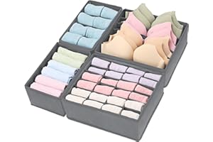 GENÉRICO Organizador de Cajones para Ropa Interior Juego de 4 Separadores Plegables Organizador Calcetines y Ropa Interior Caja de Tela No Tejido con Compartimentos Ideal para Armarios y Cajones