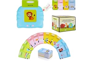 SURPN Giochi Bambini 2 Anni Montessori: 384 Italiano Schede flash parlanti da 1 a 12 anni - Flashcards Bambini Amico Vocabolo Gioco, Sensoriali Montessori per La Logopedia Dell'autismo Blu