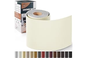 OAZ Kit de Reparación de Cuero para Muebles, Parche de Reparación Autoadhesivo 10x160 cm, Cuero Adhesivo Para Tapizar para Asientos de Automóviles, Sofás, Sofás para Sillas Marfil blanco