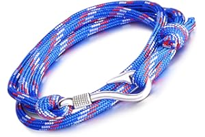 Infinite U - Pulsera de estilo punk con cuerda náutica de nailon trenzada de 4 hebras de colores y gancho de pesca, unisex