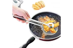 KIRALOVE Colino frittura idea regalo originale rete multiuso schiumarola mestolo per frittura con pinza visto in tv ottima qualità utensili cucina accessori pratici acciaio antiscottatura