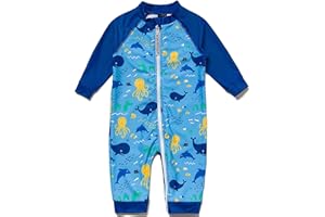 BONVERANO Costume Bagno Bambini UPF 50+ Protezione Solare Intero Chiusura Zip Lunghezza Intera