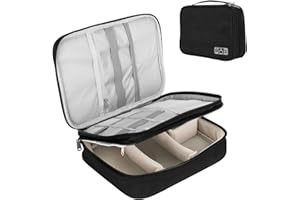 Lottsall Doppelschicht kabeltasche, Wasserdicht Reise Organizer Elektronik Tasche für USB Stick Aufbewahrung, Handy Ladekabel, SD Karten, Reise Gadgets, Schwarz