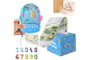 HUMTEOXI Prezenty pieniężne Urodzinowe pudełko niespodzianek, prezent pieniężny DIY z 3D kartkami urodzinowymi Pudełko prezentowe na urodziny dla dzieci i dorosłych, rodziców, bliskich