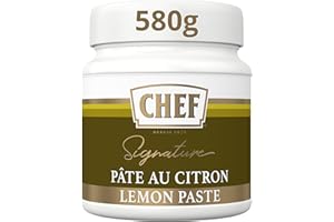 CHEF Pâte Au Citron - Goût Citron Confit - Idéal pour Assaisonnement, Sauce, Marinade, Beurre Composé - Gain de temps en Cuisine - Aide Culinaire, Fonds, Fumet - Pot de 580g