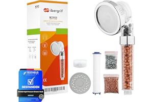 Ibergrif, M22025 Alcachofa de Ducha de Alta Presión, 3 Modos Cabezal Ducha, con Filtro de 3 Capas, Ahorro de Agua