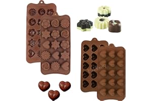 MoldBerry Silicone Chocolate Moulds Set of 2 Heart & Flower Shape Candy Molds for Chocolate, Jelly, Gummies Flexible, Non-Stick, Reusable Baking Trays Mini Silicone Molds for DIY Sweets
