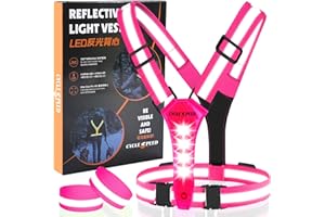 CYCLESPEED LED Running Vest with Red Back Light, High Visibility Running Lights for Runners, Elastic Adjustable Night Walking Light Up Vest, USB Rechargeable Running Gear for Jogging Walking